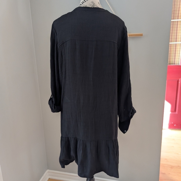Nanette Lepore Black Ruffled Shirt Dress Size 14 - Picture 3 of 6